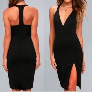 Lulus Aglow Black Bodycon Dress with slit